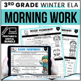3rd Grade Morning Work Daily ELA Review Activities | Winte