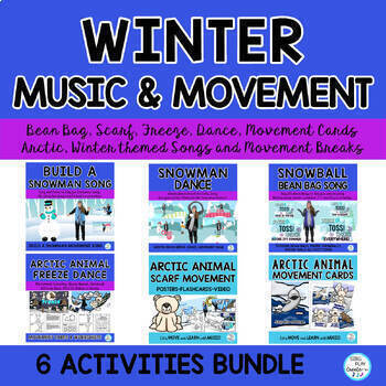 Preview of Winter Movement Activity Bundle: Scarf & Freeze Dance, Brain Breaks PreK-2