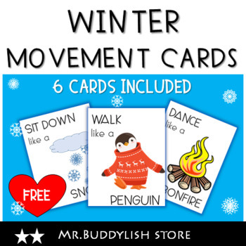 Preview of Winter Movement Cards - Winter Printable Activities - Free Version