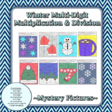 Winter Multi-Digit Multiplication and Division Mystery Pictures