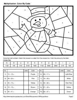 Winter: Multiplication: 2-Digit by 2-Digit - Coloring Worksheets ...