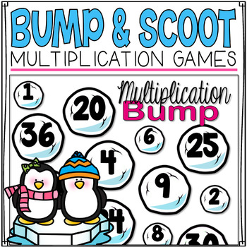 Preview of Multiplication Games For Fact Fluency {Winter Themed} Bump and Scoot