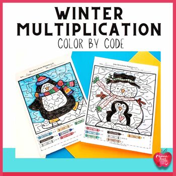 Preview of Winter Multiplication Color by Number