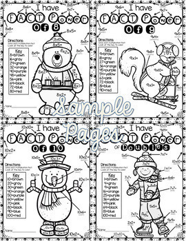 Winter Multiplication Coloring Pages by Count on Tricia | TpT