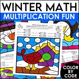 Winter Multiplication Coloring Worksheet - Color By Number