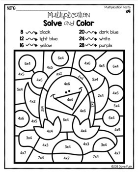 Winter Multiplication Coloring Worksheets Solve and Color by Dovie Funk