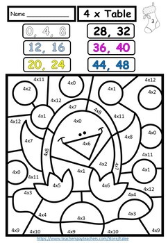 winter multiplication colour color by code by ealee tpt