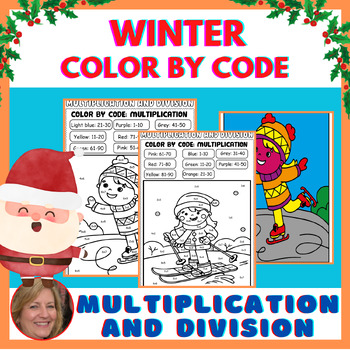 Preview of Winter Multiplication & Division Color By Number, Sport & Arctic Animals Pages