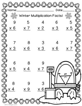 Winter Multiplication Facts by MCA Designs | TPT