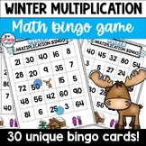Winter Multiplication Fact Fluency Practice Math Bingo Game