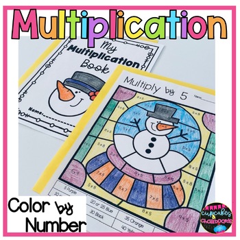 Preview of Winter Multiplication Facts Color By Number Worksheets  Winter Coloring Pages
