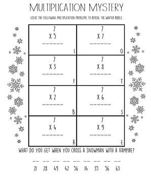 Winter Multiplication Mysteries by Miss B and Grade 3 | TpT