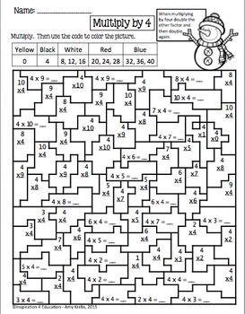 Winter Multiplication Mystery Pictures by Inspiration 4 Education