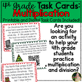 4th Grade Winter Multiplication Task Cards: Digital and Pr