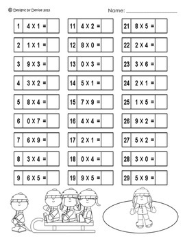 Winter Multiplication Worksheet Packet by Designz by Denise | TpT