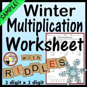 Preview of Winter Multiplication Worksheet with Riddles I Multiplication Activities