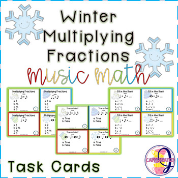 Preview of Winter Multiplying Fractions Task Cards