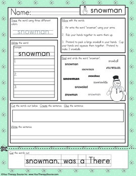 Winter Multisensory Handwriting Activities by YourTherapySource | TPT