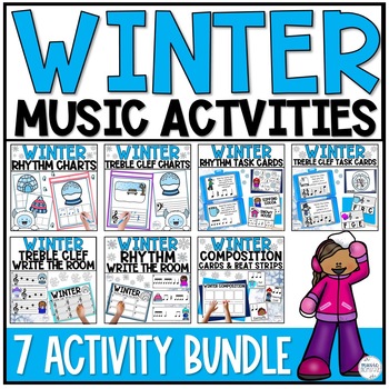 Preview of Winter Music Activities BUNDLE - Elementary Music - Rhythm - Treble Clef