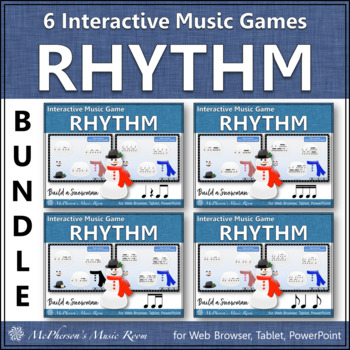 Preview of Winter Music Activities Interactive Rhythm Games Bundle {Build a Snowman}