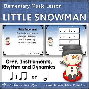Preview of Winter Music Activities & Lesson | Eighth Notes or Half Notes | Little Snowman