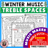 Winter Music Activities l Treble Staff Space Notes Maze Puzzles