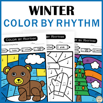 Preview of Winter Music Coloring Activities | Color by Rhythm | Standard Notation