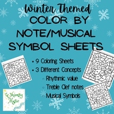 Winter Music Coloring Pages- Color by Note/Treble Clef/Mus