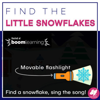 Preview of Winter Music Game - Find the Little Snowflakes Interactive BOOM CARDS Activity