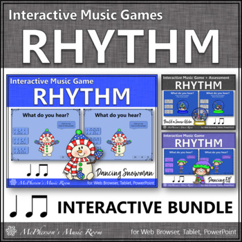 Preview of Winter Music | Eighth Notes & Quarter Notes Interactive Rhythm Games {Bundle}