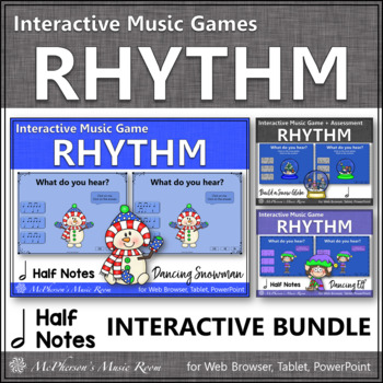Preview of Winter Music | Interactive Rhythm Games Half Notes {Bundle}
