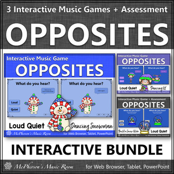 Preview of Winter Music Dynamics Loud Quiet Interactive Music Opposites Games {Bundle}