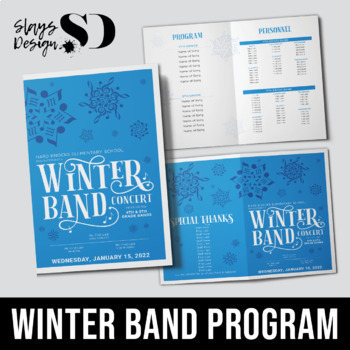 Preview of Winter (Music Note Snowflakes) Band Concert Program