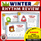 Winter Music Rhythm Activities - Worksheets and Task Cards