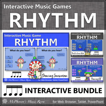 Preview of Winter Music Sixteenth Notes Interactive Rhythm Games {Bundle}
