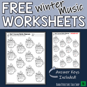 Preview of Music Worksheets FREEBIE:  Winter Note Names
