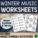 Winter Music Worksheets: MUSIC SYMBOLS & TERMS