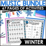 Winter Music Worksheets Bundle - Treble, Bass, Intervals, 