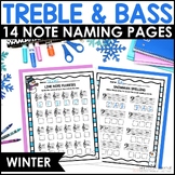 Winter Music Worksheets  - Treble & Bass Clef Note Naming 