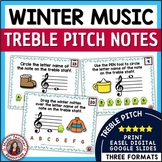 Winter Music Worksheets - Treble Clef Notes