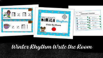 Preview of Winter Music Write the Room Rhythm Review Bundle