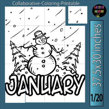 Preview of Winter Mystery Picture Snowman Mural: Collaborative Poster January Activity