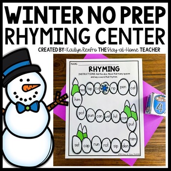 Preview of Winter NO PREP Kindergarten Rhyming Center | Homeschool Binder | January