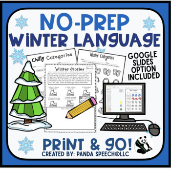 Preview of Winter NO PREP Language Pack for Speech Therapy with distance learning option