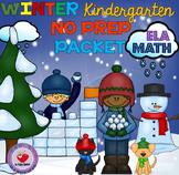 Winter NO PREP Packet- ELA & MATH Kindergarten- DISTANCE LEARNING