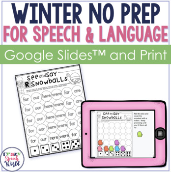 Preview of Winter NO PREP Speech & Language Activities | Google Slides and Print