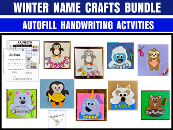 Preview of Winter | Name Crafts Bundle | Valentines | Groundhog | Name Practice | Autofill