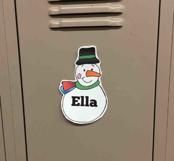 winter name tags and locker labels that are editable by the classroom