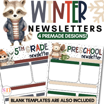 Preview of Winter Newsletters | January Newsletter | January Calendar | Editable