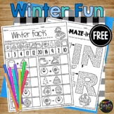 Winter No Prep Fun Worksheets Math Puzzle and Mazes FREEBIE